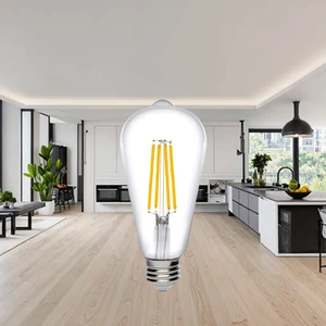 Vertak 3000K-6500K Vintage LED Bulbs 4W St64 E27 Antique Filament Light 9V/3V Power ROHS Certified for Home Hotel Use