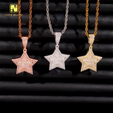 Baguette Custom Iced Out Hip Hop Moissanite Jewelry Star Shape Pendant 925 Silver VVS Moissanite Diamond Fine Charm Pendant