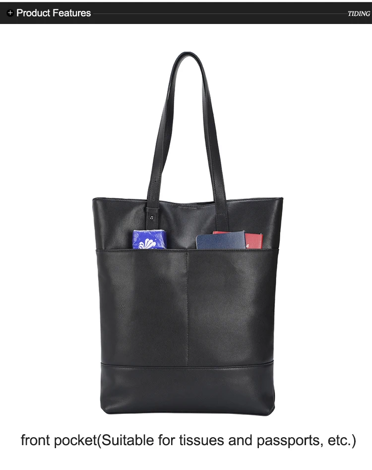 Woosir Black Leather Tote Bag for Women