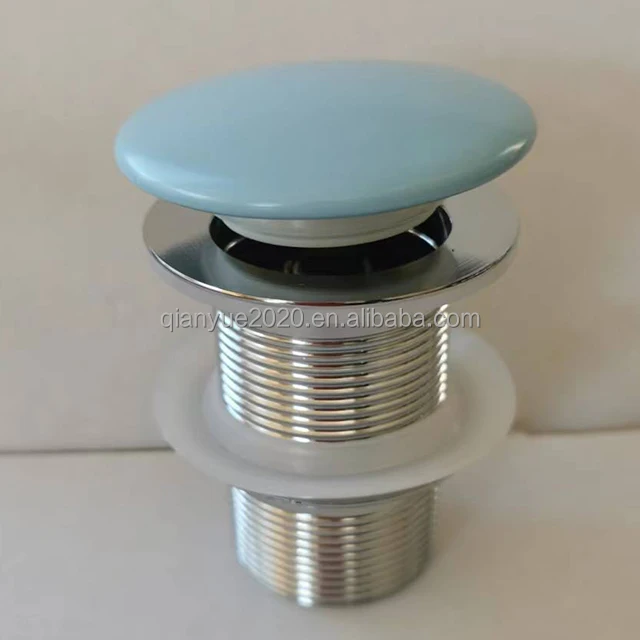 Baby blue color Round Sink Drain pop up Waste Sink  With Overflow Click Clack Waste Top Quality Professional Drain