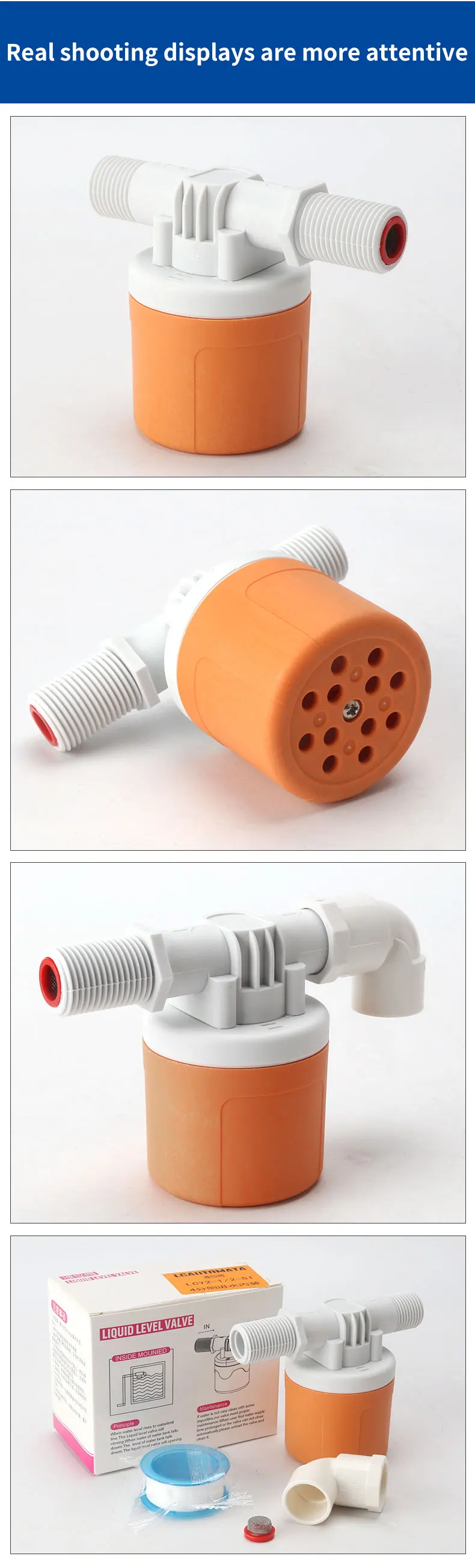 Professional 1/2 Inch Plastic Ball Float Valve Manual Power OEM Customizable for Water Tank Cooling Tower