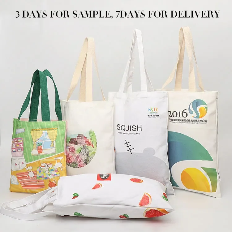 Pinghu Sinotex Custom Printed Reusable Shopping Bags Plain Foldable Shopping Canvas Cotton Tote Bag for Grocery