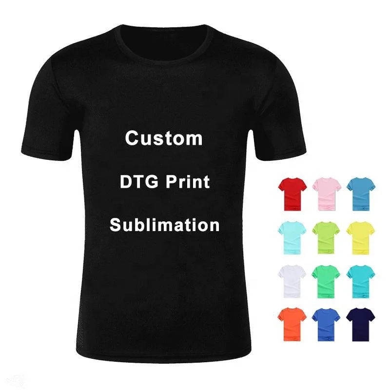 DTG Custom T Shirt Printing Sublimation T Shirt Manufacturer Plain T-shirt  Custom Logo Tshirts Polyester Blank T Shirt for Men