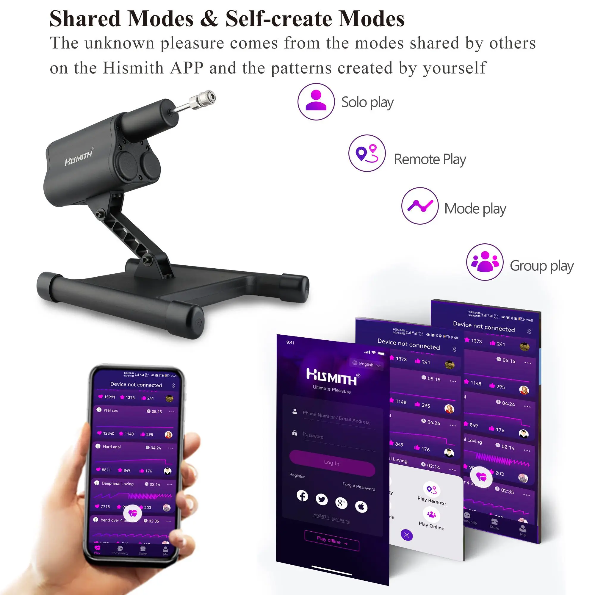 Hismith Foldable 2.0 Pro セックスマシン - KlicLokシステム、APP