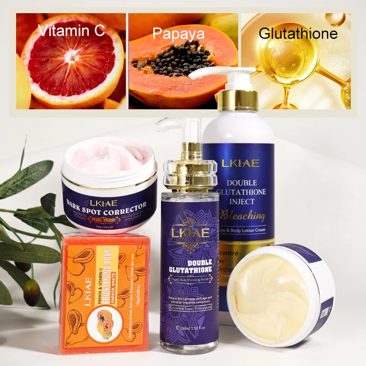 Best Selling 7 Days Whitening Cream Remove Dark Spots Double-glutathione  Serum Skin Care Set (new) for African Skin Care