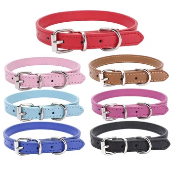 Wholesale Dog Collars Plain Leather Luxury Personalized Pu Leather Dog collars Pet Supplies Dog Collar