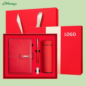Promotional Luxury Business Gift Customizable Corporate Business Gift Set Include Leather Notebook with Pen and USB and Cup