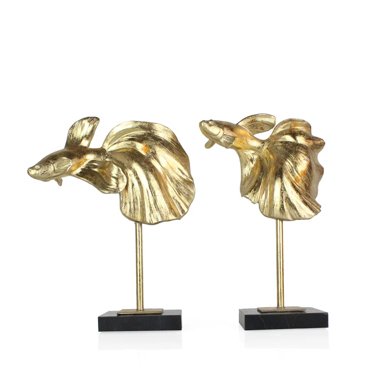 Wholesales Ocean Resin Decorative Golden Fish Statue For Home Decor