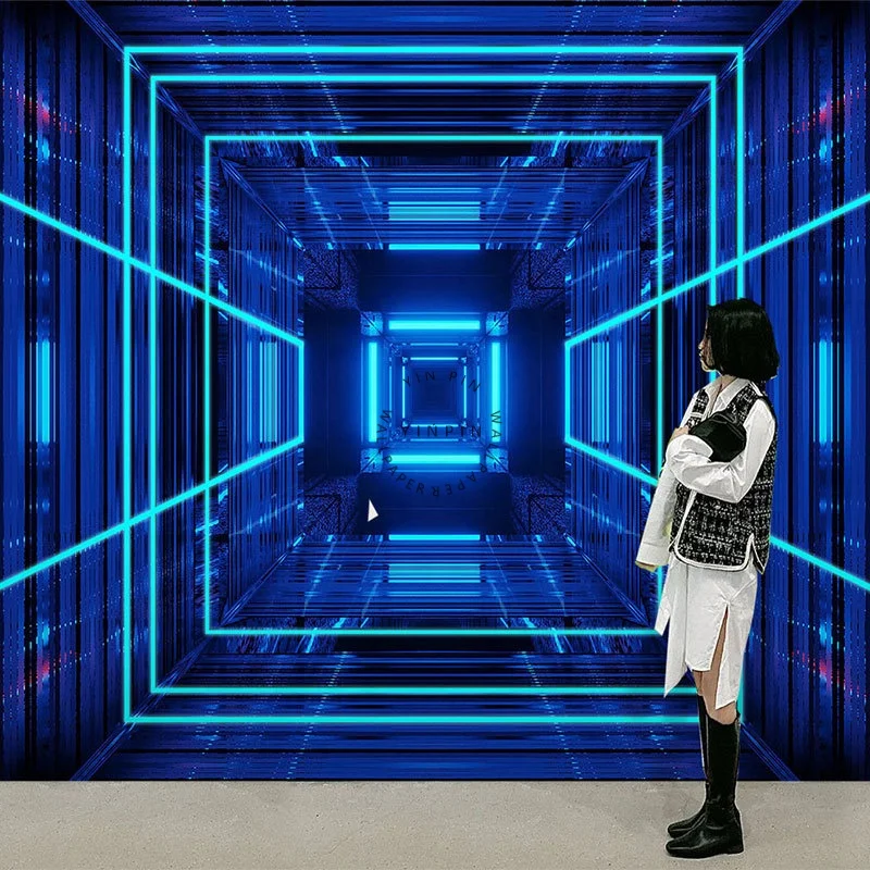 Visual Space Extension Luminous Wall Paper 3d bar Decoration Mural Wallpaper