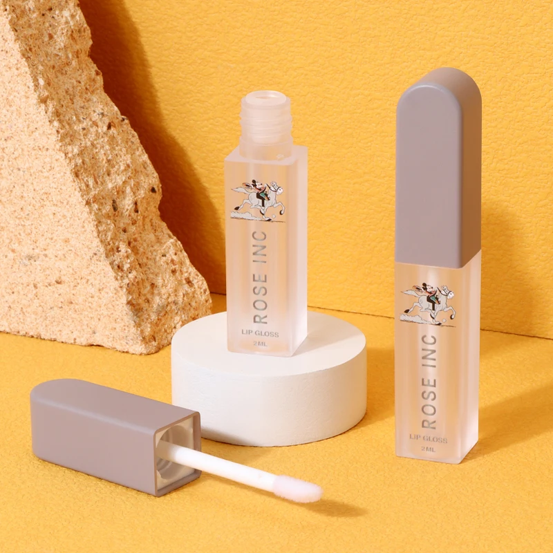 Cartoon square Plastic Private logo Makeup Packaging Cosmetic Tubes 1.6ml Liptint Tube Empty Lip Gloss Bottle Lipgloss Container