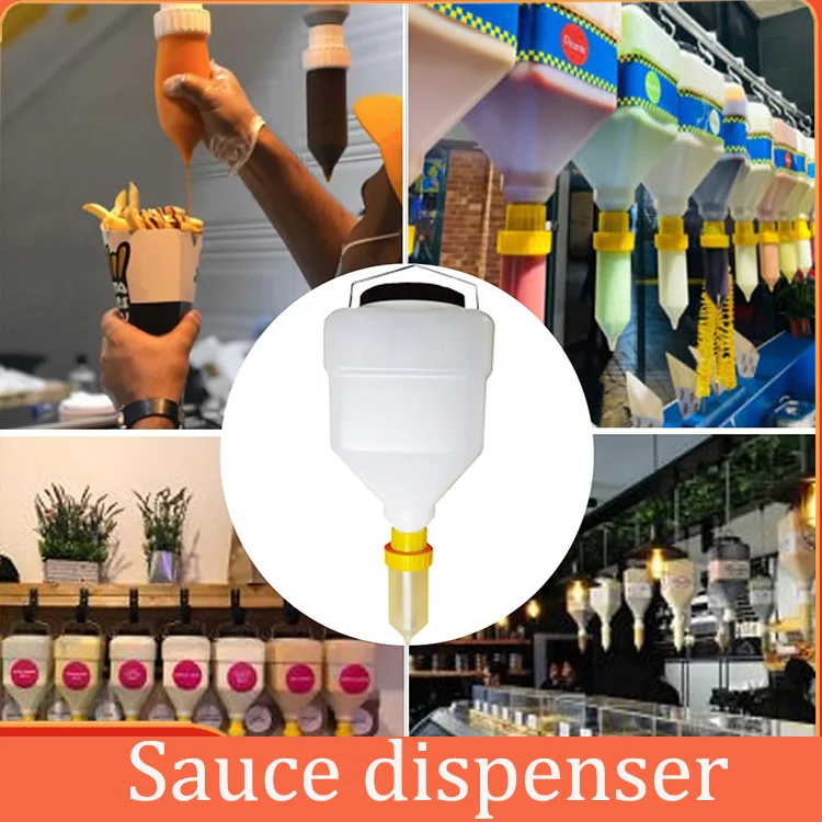 Dispensador De Salsa Colgante De 5.5 Litros - Para Mostaza, Ketchup, Mayonesa, BBQ, De Plástico Alimentario, Fácil De Llenar Y Limpiar