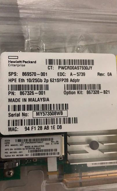 HPE Ethernet 10/25Gb 2-port SFP28 QL41401-A2G Adapter 621SFP28