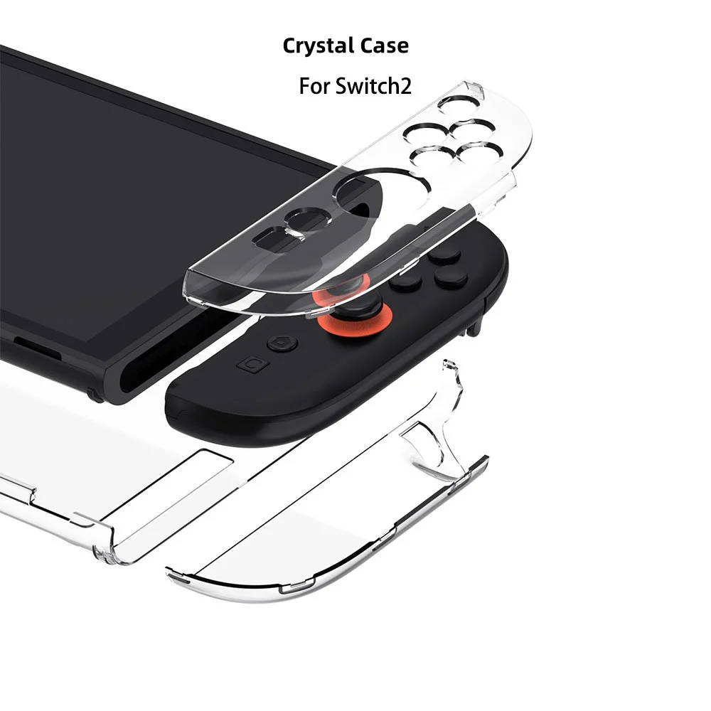 product laudtec high precision hole anti drop clear transparent cover split protective cover crystal shell  case for nintendo switch 2-3