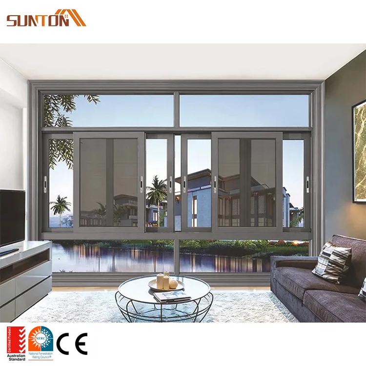 Factory Price Customized Aluminum Profile Double Glazed Glass Sliding Window in Zambia Ghana Tanzania Gambia Nigeria Philippines
