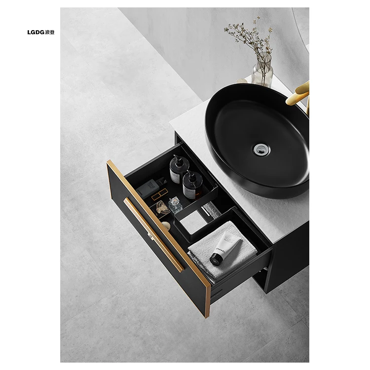 Latest Bathroom Advanced Black Belt Sink And Storage Function