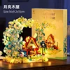 Lampe maison en bois fleur de lune M3345