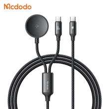 Mcdodo 421 two-in-one 1.2 meter 60 Watts USB C to USB C+ 2.5W Wireless Charger Cable for Samsung Galaxy Watch Metal / Nylon