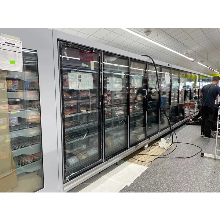 Коммерческий супермаркет и круглосуточный магазин, большой емкости, дисплей для напитков, тортов, разделенное стекло, кулер для морозильной камеры