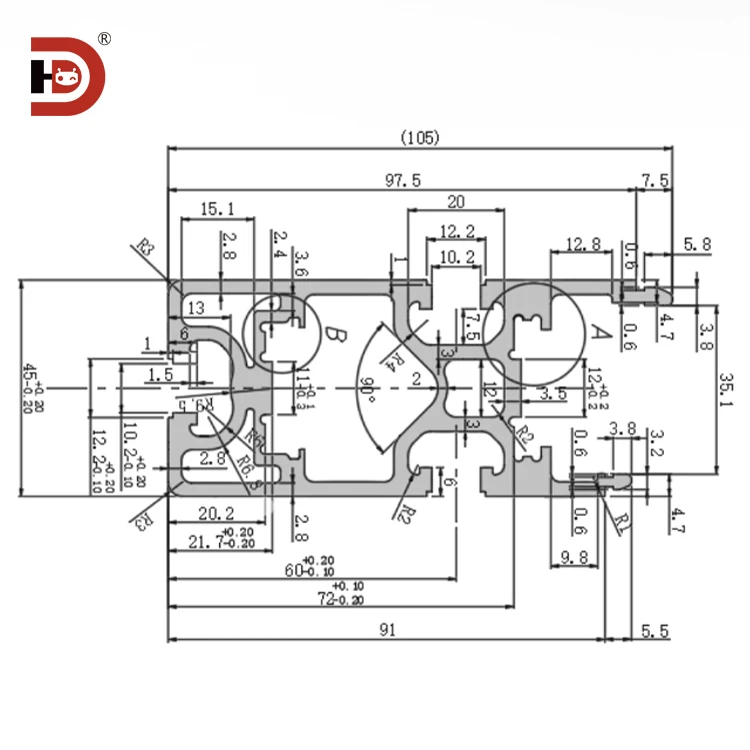 product 45105 25 speed chain extruded aluminum profile pitch 254 modular conveyor line bs25 c208a aluminum profile track-3