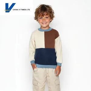 China V-Times Children's 2026 Winter New Style Baby Boy Sweater Stylish Comfortable Warm Neck Pullover Knitwear 100% Cotton