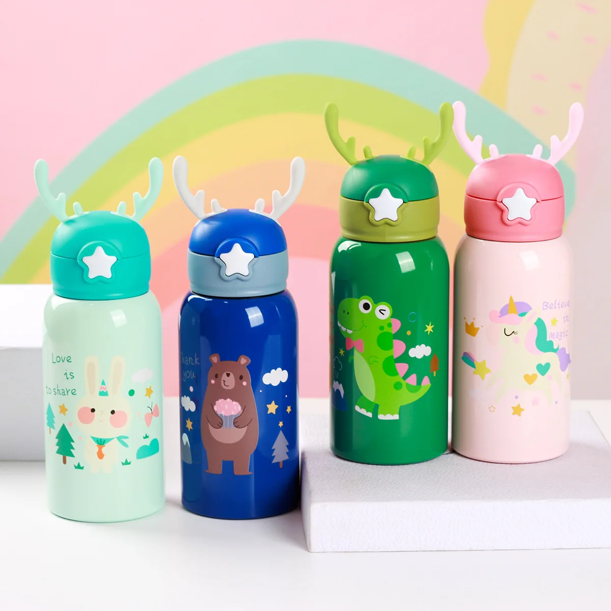 China Antler children's thermos cup stainless steel with straw factory and  manufacturers