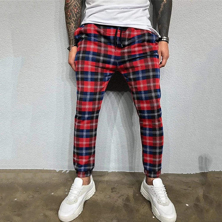 two tone plaid pants men's