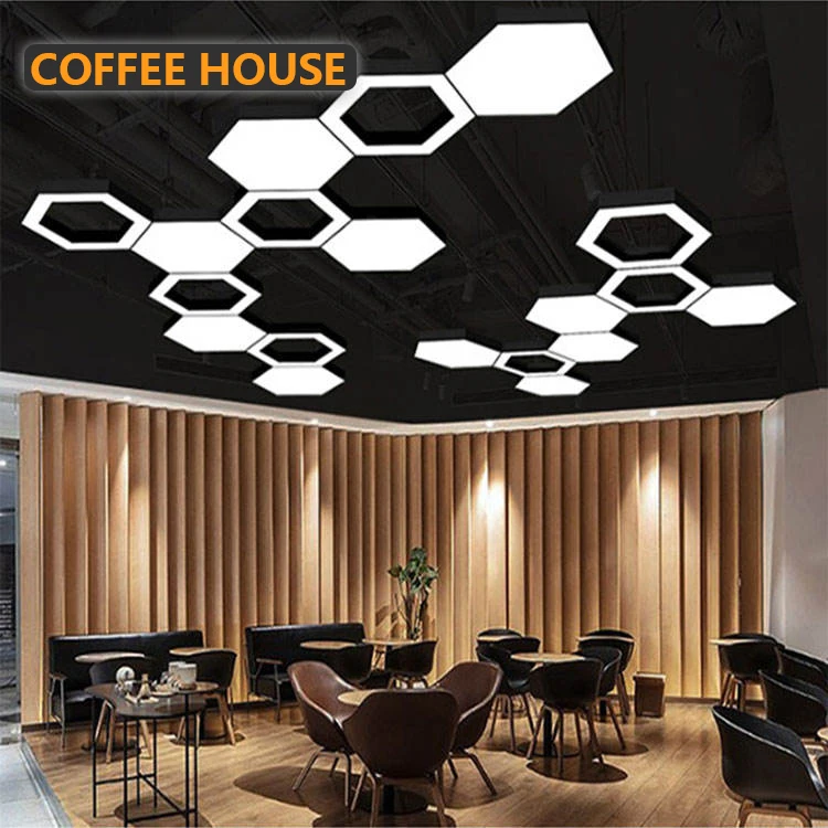 Commercial Simple Design Ceiling Lights Acrylic Cover Iron Body SMD3030 LED Hexagon Pendant Lights