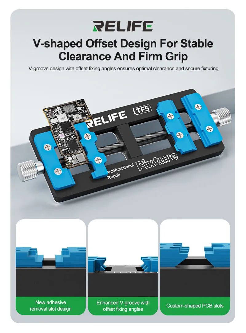 RELIFE TF5 Multifunctional Repair Fixture 500℃ Heat Resistant PCB Clamp for Motherboard CPU Chip Soldering Phone Repair