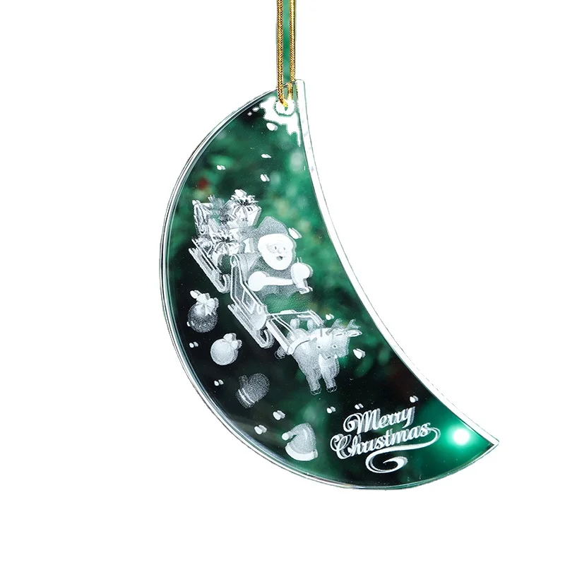 XQGJ-004 Hot Selling Crystal Moon Shape Hanging Christmas Tree Decoration Ornament For Christmas Gift