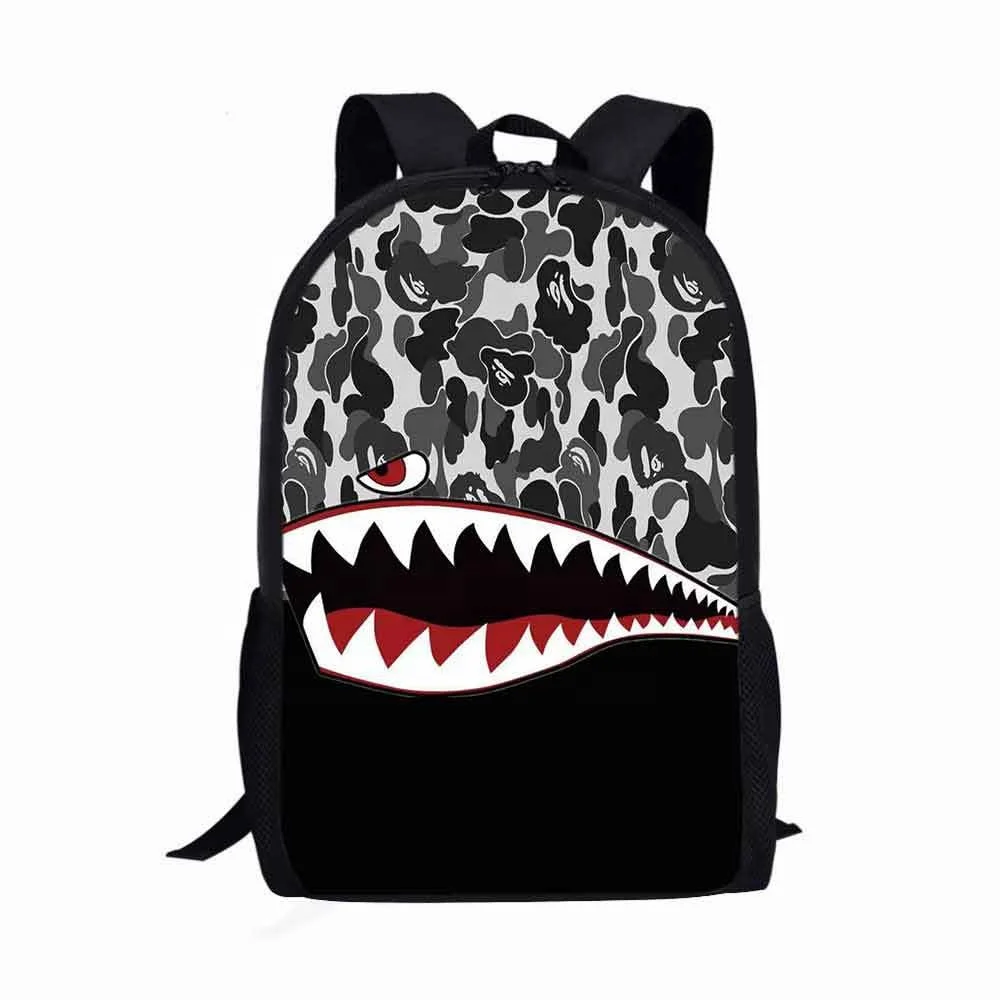 Custom Pattern Backpack Student Stylish Large Capacity Laptop Bag Elementary School Kid Backpack Trend Shark Friend Backpack