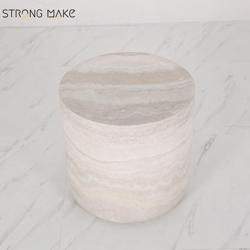 Luxury Center Table Set Home Decor Modern Design Nordic Marble Travertine Color Fiberglass Coffee Table for the Living Room