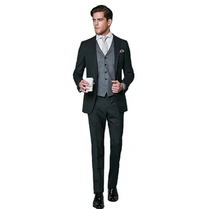 Latest Design Premium 100% Wool Business Single Breasted Slim Fit Coat Trousers Men Suits Set