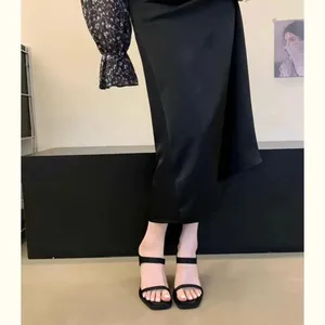 New Style Lace-Up Open Back Pointed Toe Outdoor High Heel Sandals for Women Summer Fashion PU Hard-Wearing