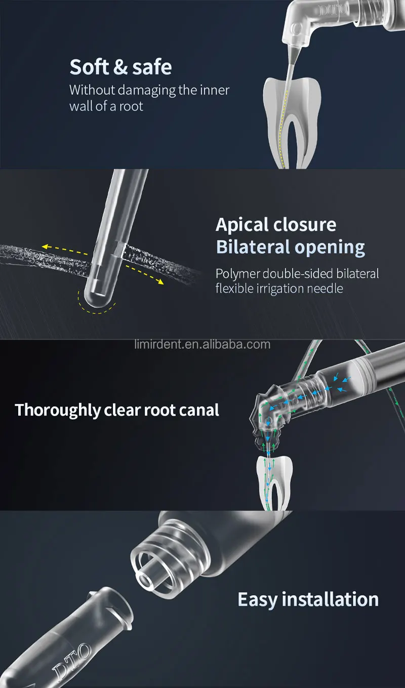 Root Canal Cleaning Disposable Syringe Dental Irrigation Endo Needle Tip 2-side vent soft flexible dental needles
