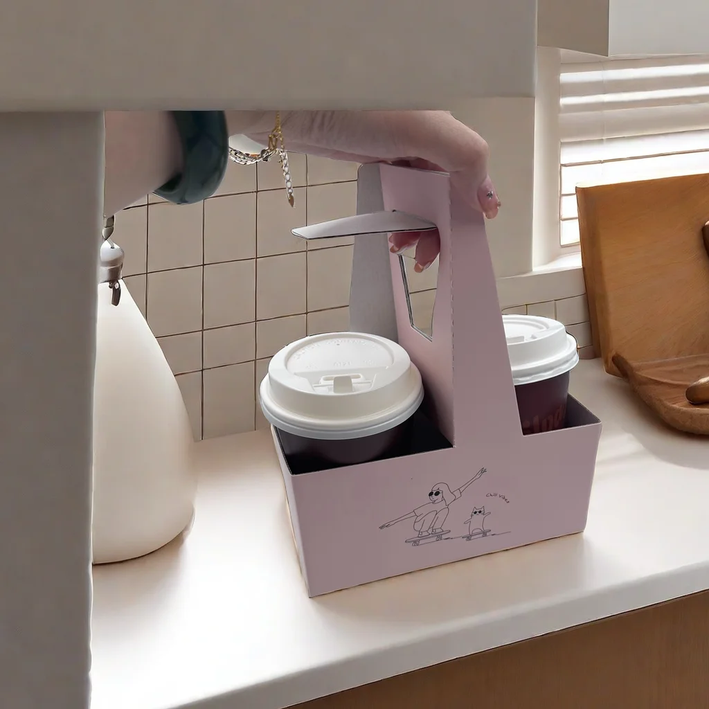 Custom Eco Friendly Disposable Paper Take Out Coffee Cup Drink Carriers ...