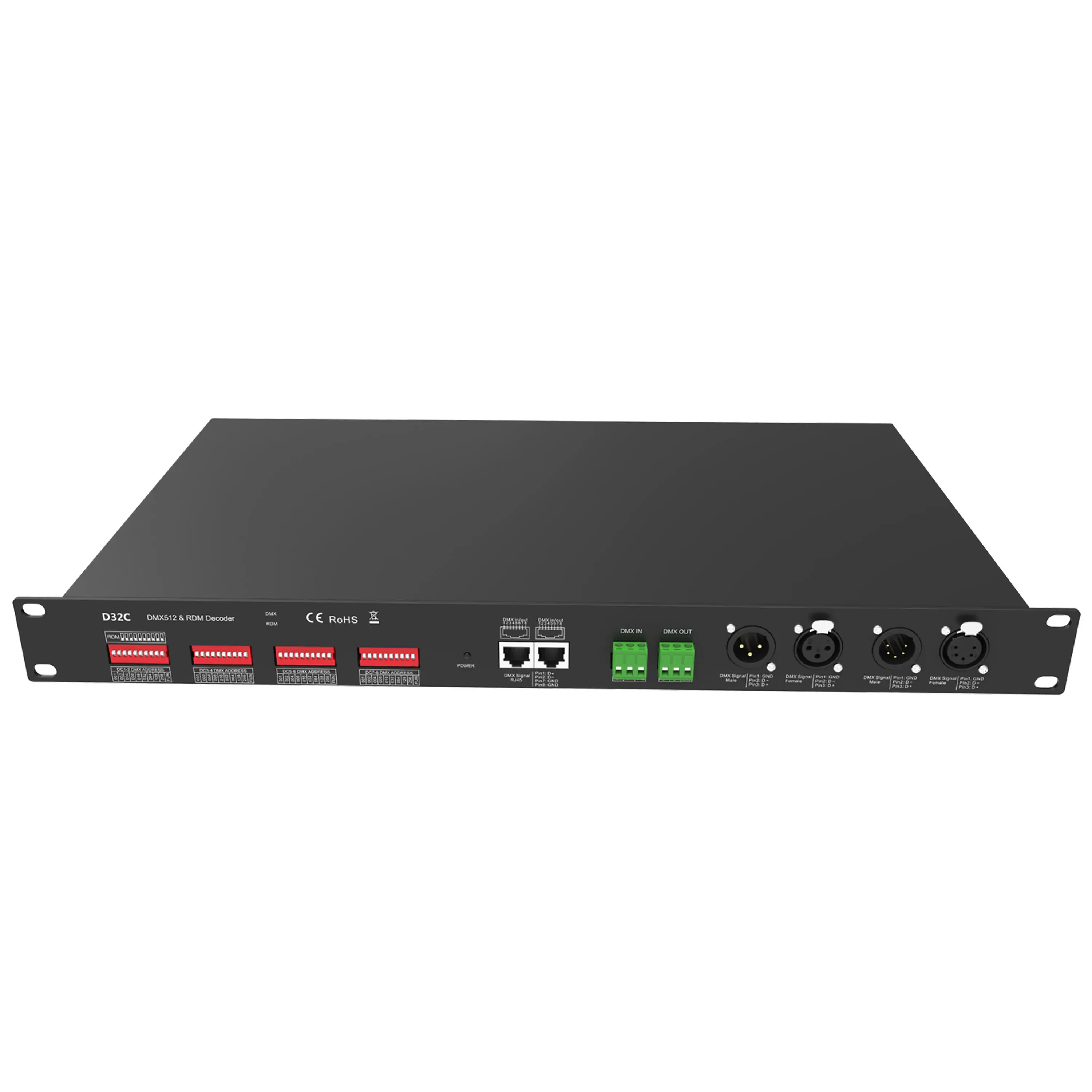 D32C 32 Channel DMX512&RDM Decoder Constant Current 12-48VDC 350mA/700mA DMX Decoder Controller with DIP Switch