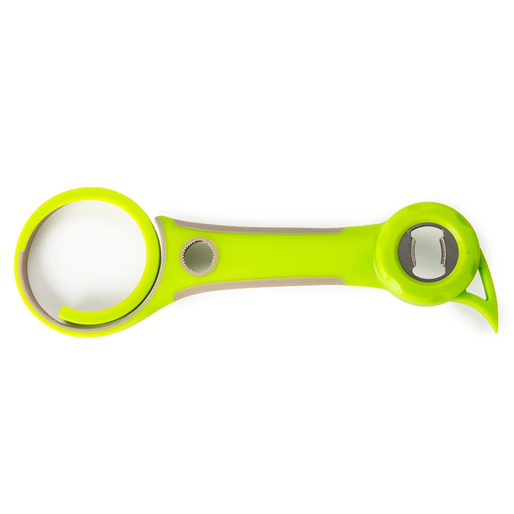 Muellery 6-in-1 Multi-Functional Opener - For Jars, Bottles, Cans, Easy Grip Handle, Dishwasher Safe, Green