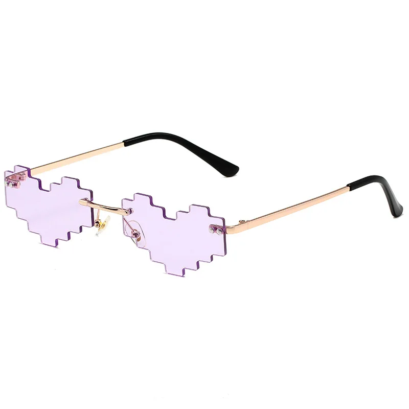 FF889 UV Protection Metal Frame Glasses Candy Color Party Beach Eyewear Irregular Rimless Heart Sunglasses