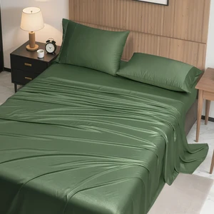 100% Bamboo Linen Bed Sheets 300Thread Count Western Style Fitted and Flat Sheet Set Bedding Collection
