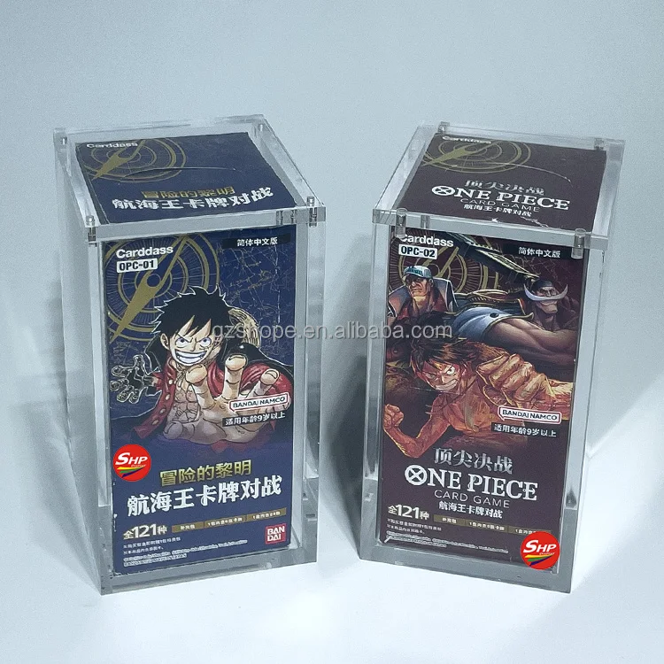 SHP Custom Clear Acrylic One Piece Booster Box Japanese TCG Card Game Display Case for English One Piece Booster Box SHP Custom Clear Acrylic One Piece Booster Box Japanese TCG Card Game Display Case for English One Piece Booster Box