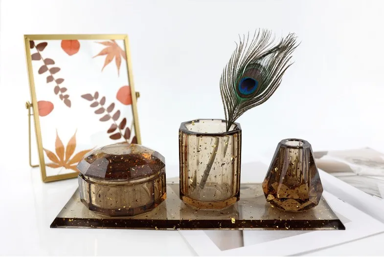 mirror surface high quality silicon mold for pen holder storage box an for resin art molds for epoxy resin