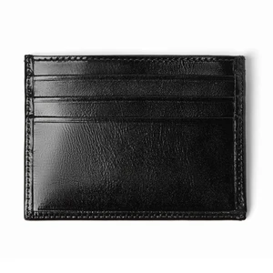 Custom Logo Smooth Vegan Leather Men's Credit Cardholder Black Men Slim Card Holder Case
