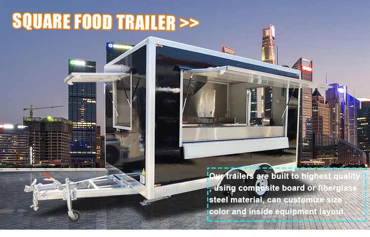 Customized Square Shape Food Trailers with Commercial Kitchen Equipment