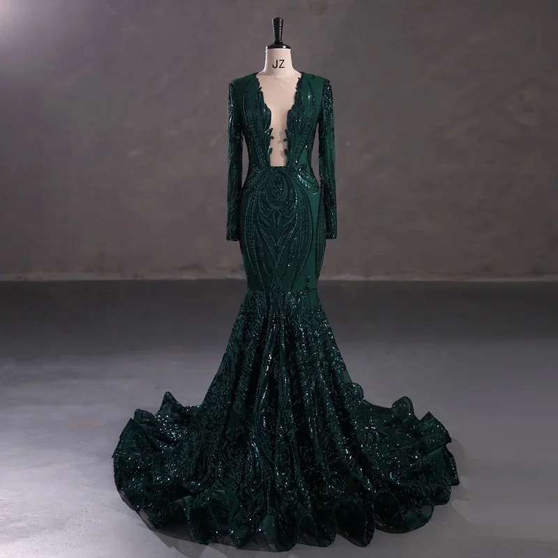green emerald velvet dress Spaghetti Strap Emerald Green Prom Dresses with Slit Sheath Formal Dress ARD2053