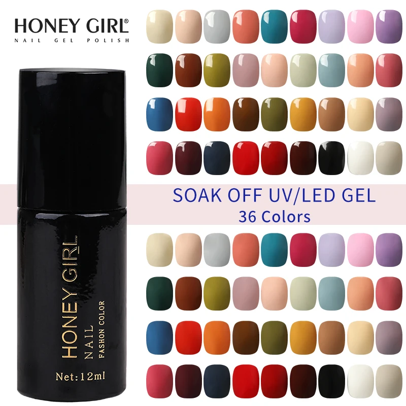 HONEYGIRL New Fashion 36 Color Gel Nail Polish Kit Set Soak Off UV Led Nail Gel Polish Set