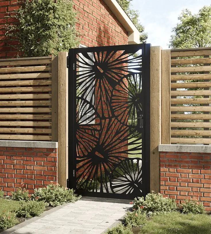 Customized CNC Bending Laser Cut Aluminum Privacy Fence Garden Balcony Decorative Metal PVC Coated Boards Trellis Gates Product