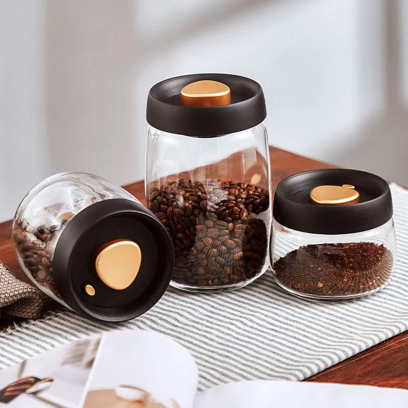 Vacuum Seal Food Storage Container Glass Jars  Glass Coffee Beans Sealing Canister Storage Glass Storage Jars