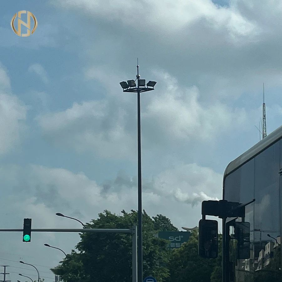 High Mast Lighting Pole Step Tubular Swaged Steel Pole for Squzre Outside