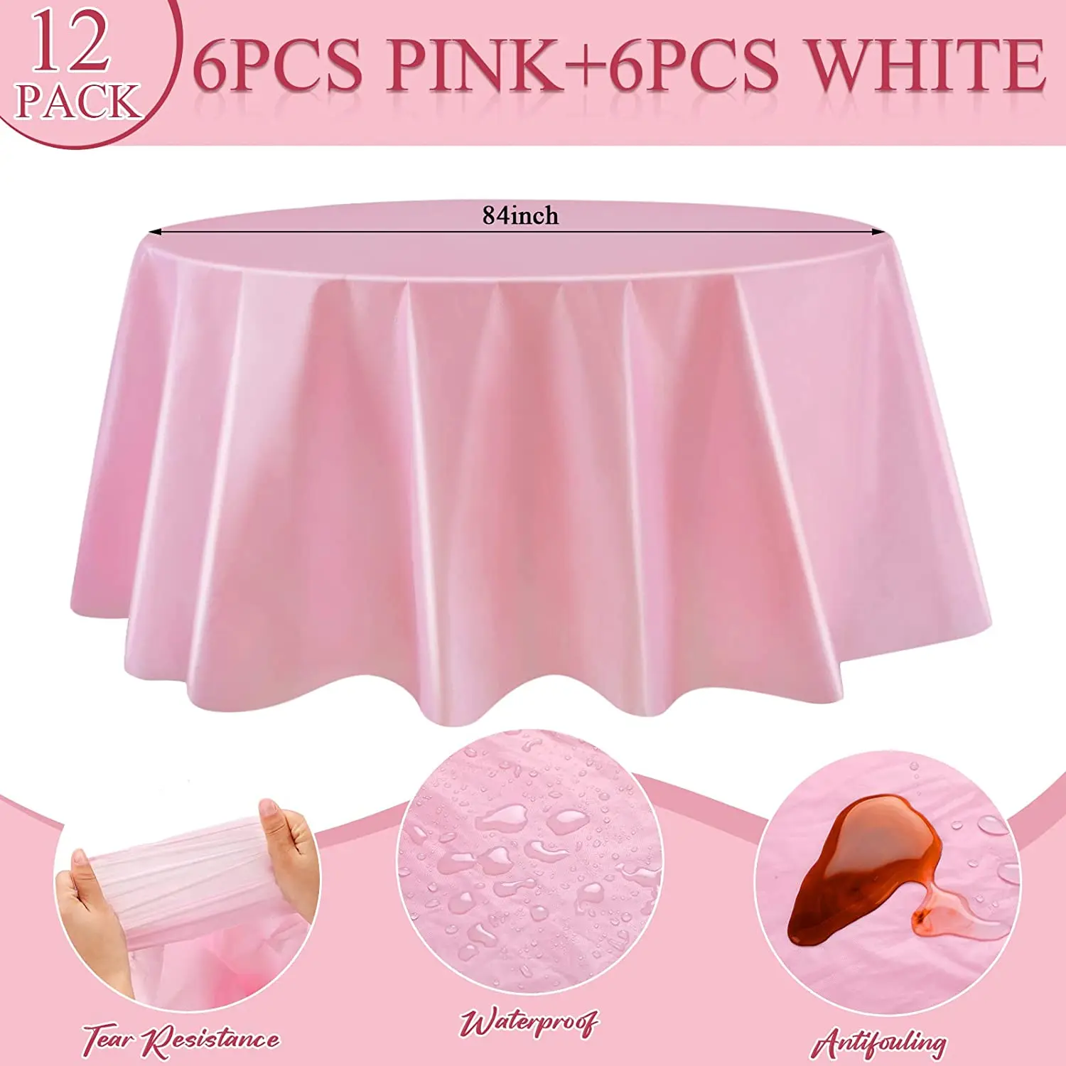 Disposable Banquet Multiple Colors Table Cover 84 Inch Round Table Cloth Stock Fast Shipping Plastic for Wedding Events Handmade
