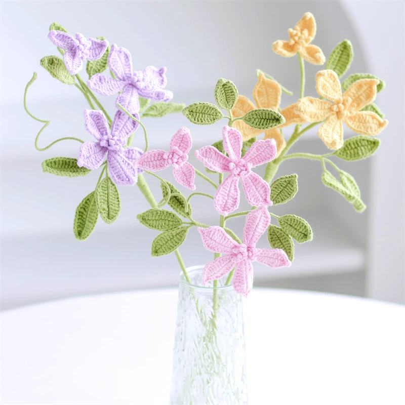 Wholesale Crochet Flower Handmade Crochet Clematis Florida Bouquet